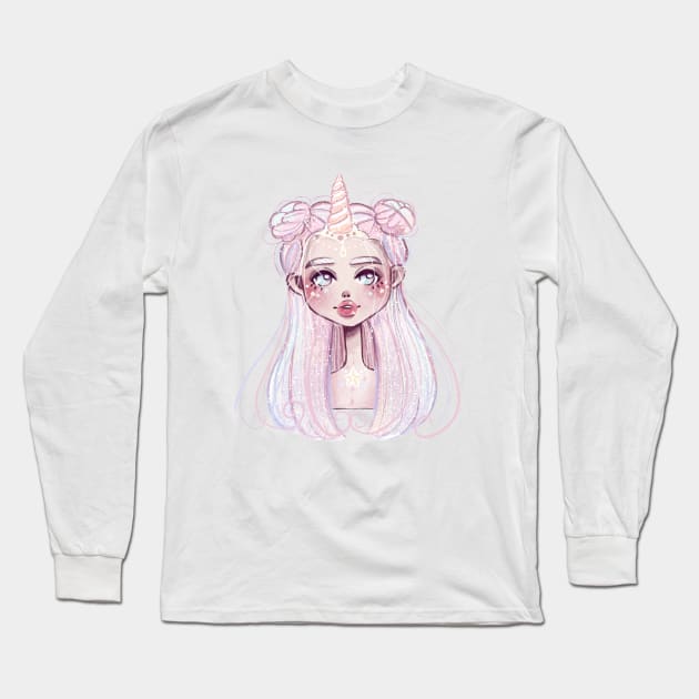 Magic Girl Unicorn Long Sleeve T-Shirt by Alina.soul.notes